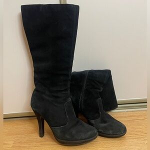 Black Suede High Heeled Boots